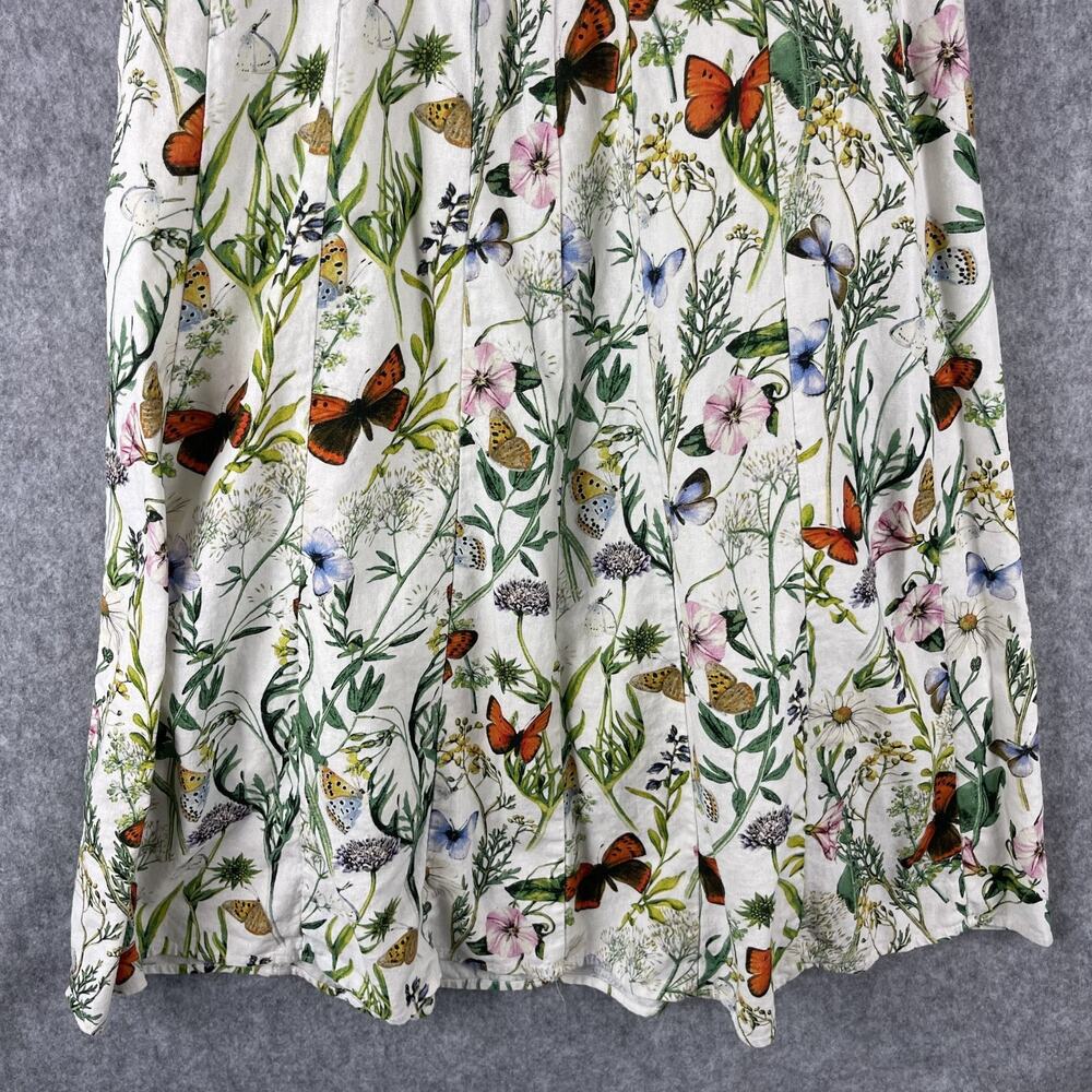 Avec Les Filles Botanical Dress Womens 6 Butterfly Floral Linen Blend Fit Flare - Picture 12 of 15